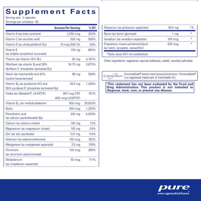 Pure Encapsulations Nutrient 950 without Copper, Iron & Iodine 180 Capsules