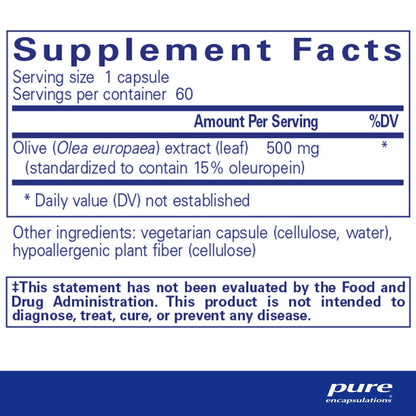 Pure Encapsulations Olive Leaf extract 60 Capsules