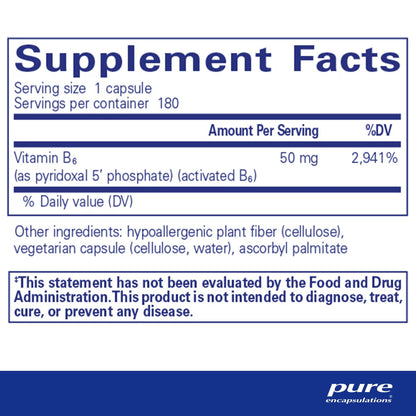 Pure Encapsulations P5P 50 (activated vitamin B6) 180 Capsules