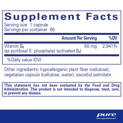 Pure Encapsulations P5P 50 (activated vitamin B6) 60 Capsules