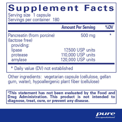 Pure Encapsulations Pancreatic Enzyme Formula 180 Capsules