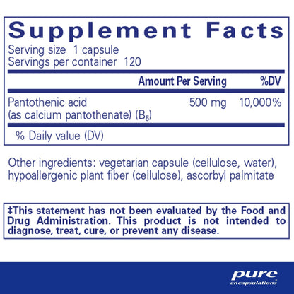 Pure Encapsulations Pantothenic Acid 120 Capsules