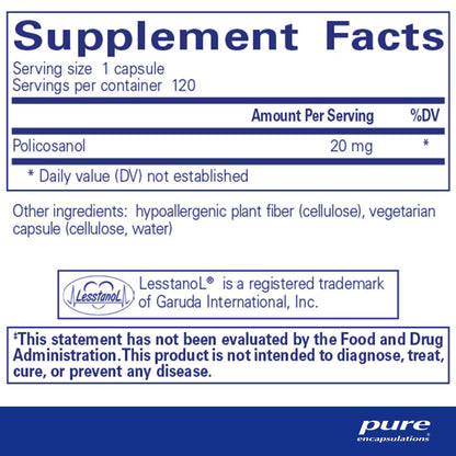 Pure Encapsulations Policosanol 20mg 120 Capsules