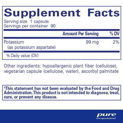 Pure Encapsulations Potassium (aspartate) 90 Capsules