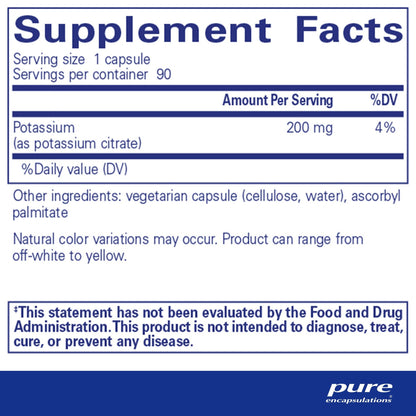 Pure Encapsulations Potassium (citrate) 90 Capsules