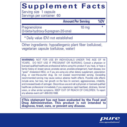 Pure Encapsulations Pregnenolone 10mg 60 Capsules