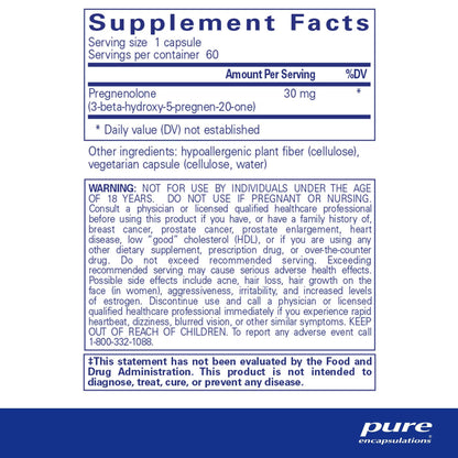 Pure Encapsulations Pregnenolone 30mg 60 Capsules