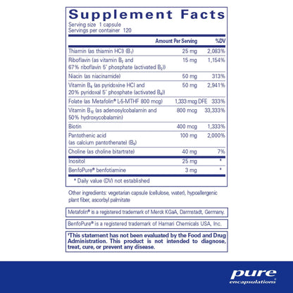 Pure Encapsulations PureGenomics B-Complex 120 Capsules