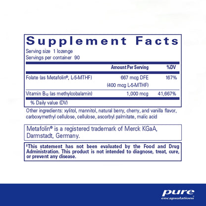 Pure Encapsulations PureMelt B12 Folate 90 Lozenges