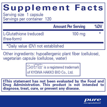 Pure Encapsulations Reduced Glutathione 120 Capsules