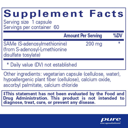 Pure Encapsulations SAMe (S-Adenosylmethionine) 60 Capsules