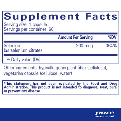 Pure Encapsulations Selenium (citrate) 60 Capsules