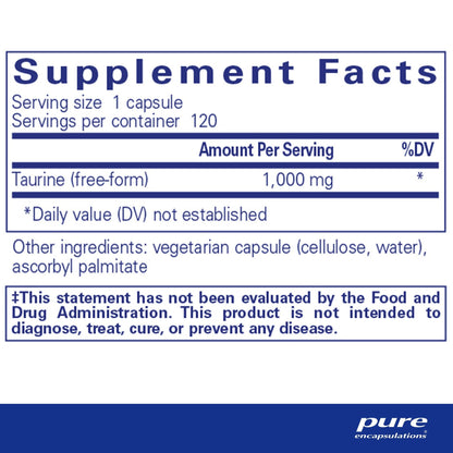 Pure Encapsulations Taurine 1,000mg 120 Capsules