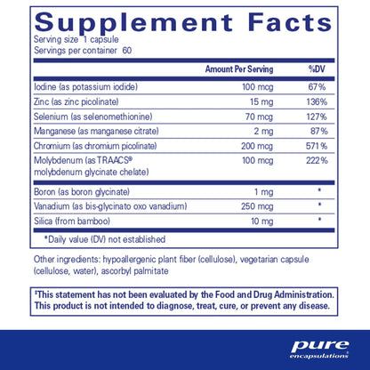 Pure Encapsulations Trace Minerals 60 Capsules