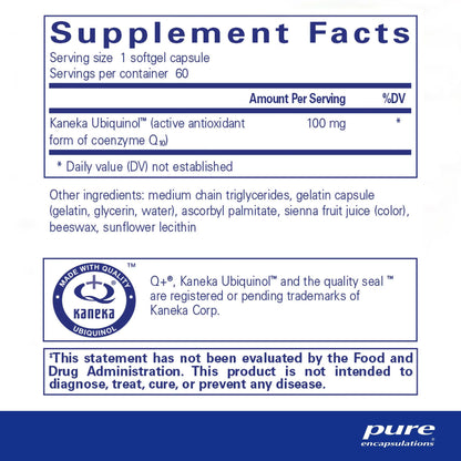 Pure Encapsulations Ubiquinol-QH 100mg 60 Capsules