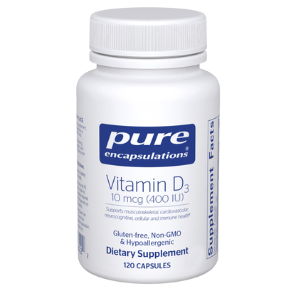 Pure Encapsulations Vitamin D3 10 mcg (400 IU) 120 Capsules