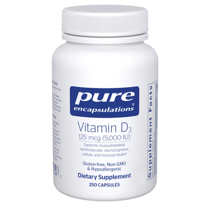 Pure Encapsulations Vitamin D3 125 mcg (5,000 IU) 250 Capsules
