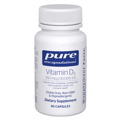 Pure Encapsulations Vitamin D3 250 mcg (10,000 IU) 60 Capsules