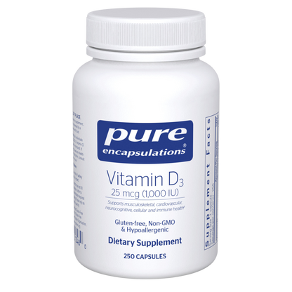 Pure Encapsulations Vitamin D3 25 mcg (1,000 IU) 250 Capsules