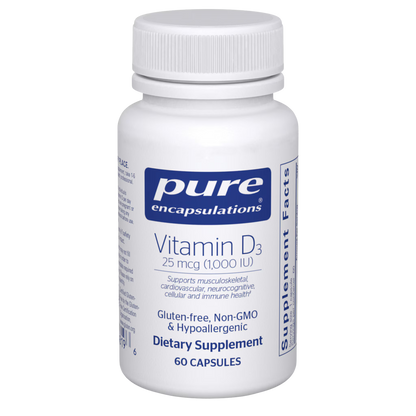 Pure Encapsulations Vitamin D3 25 mcg (1,000 IU) 60 Capsules