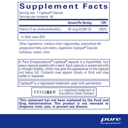 Pure Encapsulations Vitamin D3 VESIsorb 60 Capsules