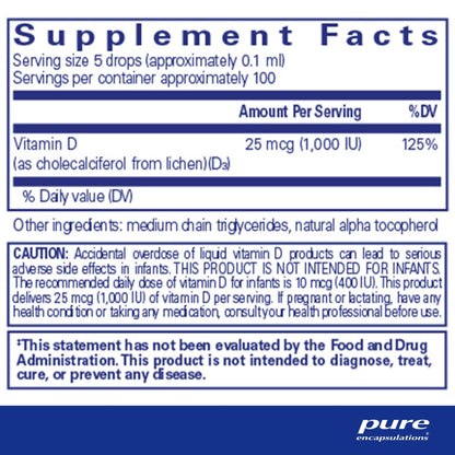 Pure Encapsulations Vitamin D3 (Vegan) liquid 10 mL