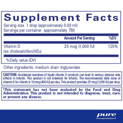 Pure Encapsulations Vitamin D3 liquid 22.5 mL