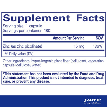 Pure Encapsulations Zinc 15 60 Capsules