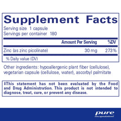 Pure Encapsulations Zinc 30 180 Capsules
