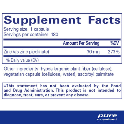Pure Encapsulations Zinc 30 60 Capsules