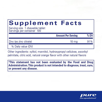 Pure Encapsulations Zinc Chewables 100 Chewable Tablets