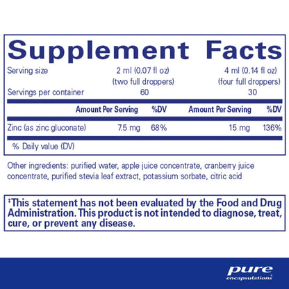 Pure Encapsulations Zinc liquid 15mg 120mL