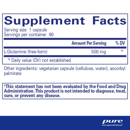 Pure Encapsulations L-Glutamine 500mg 90 Capsules