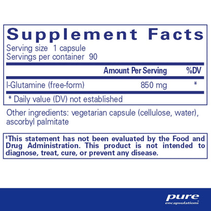 Pure Encapsulations L-Glutamine 850mg 90 Capsules