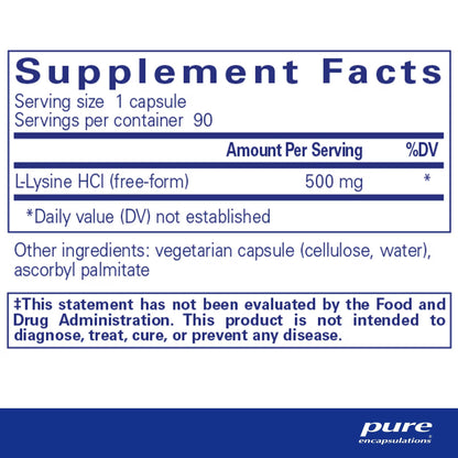 Pure Encapsulations L-Lysine 90 Capsules