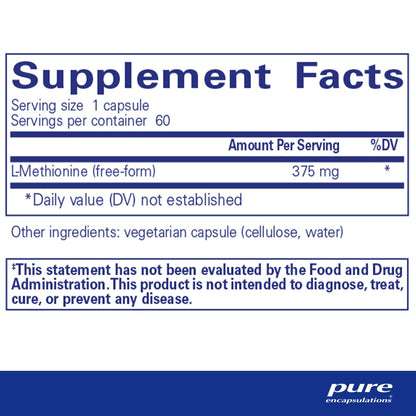 Pure Encapsulations L-Methionine 60 Capsules