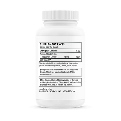 Thorne Zinc Bisglycinate 15mg 60 Capsules
