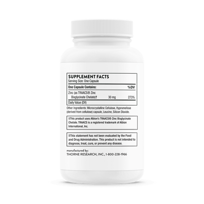 Thorne Zinc Bisglycinate 30mg 60 Capsules