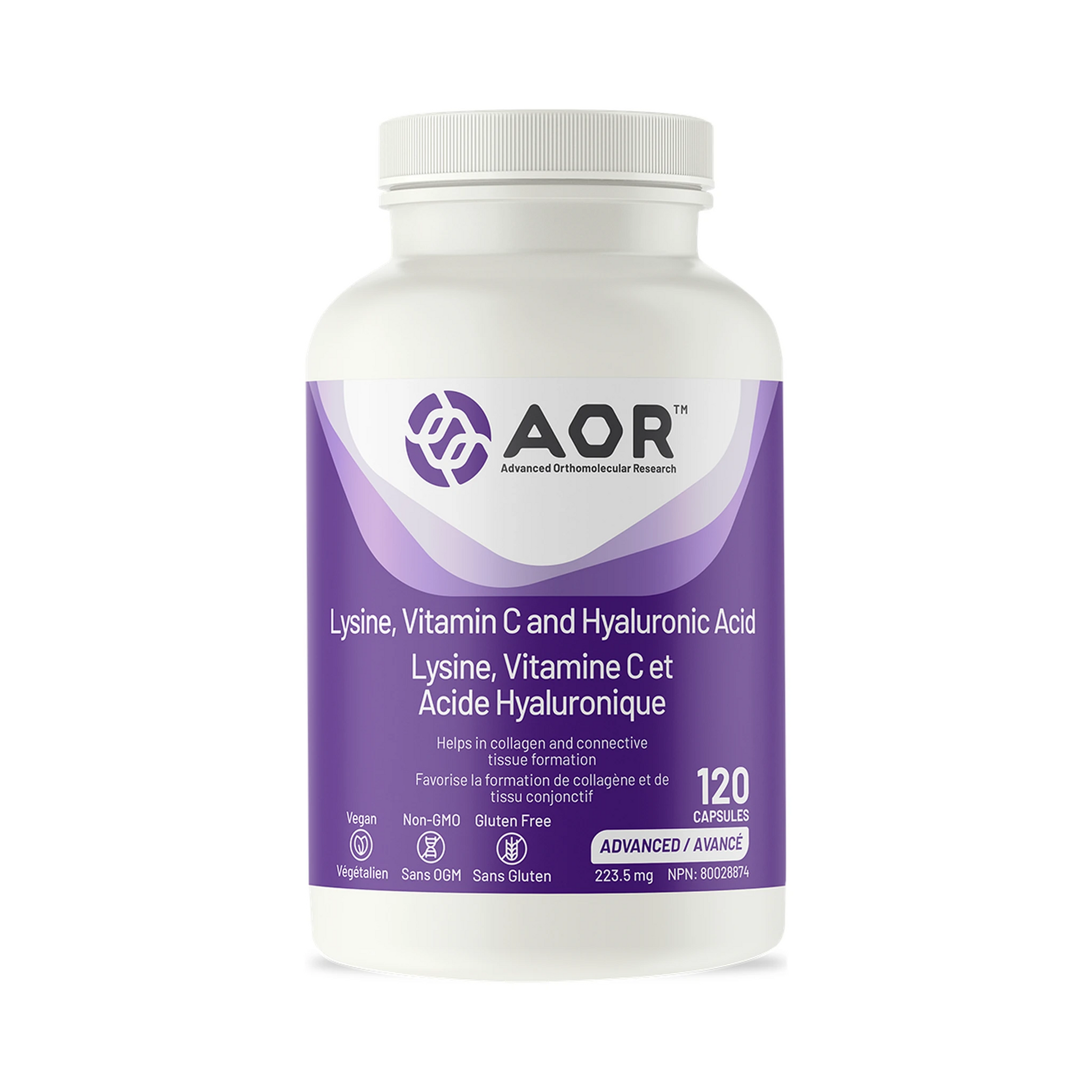 AOR Lysine, Vitamin C and Hyaluronic Acid 120 Capsules