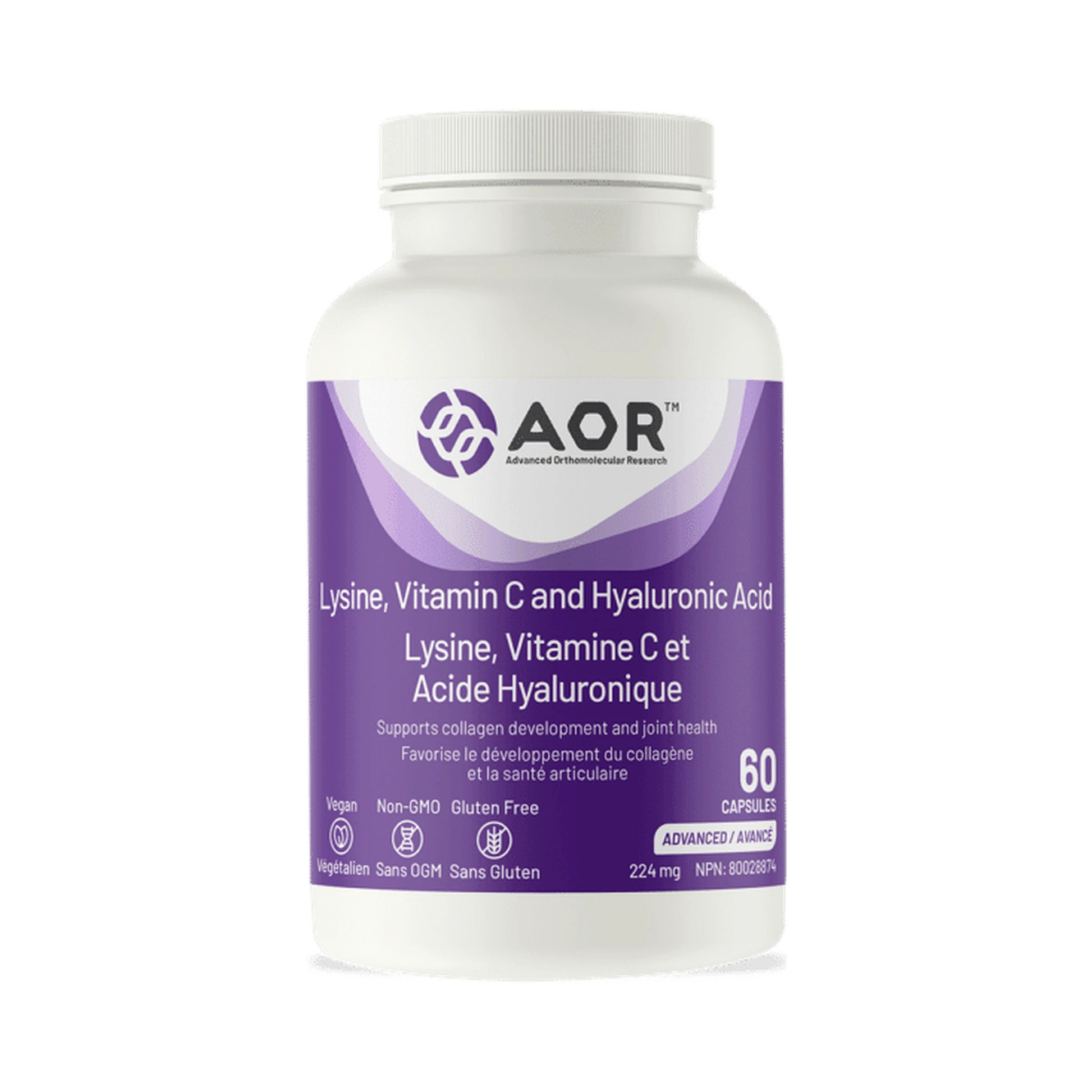 AOR Lysine, Vitamin C and Hyaluronic Acid 60 Capsules