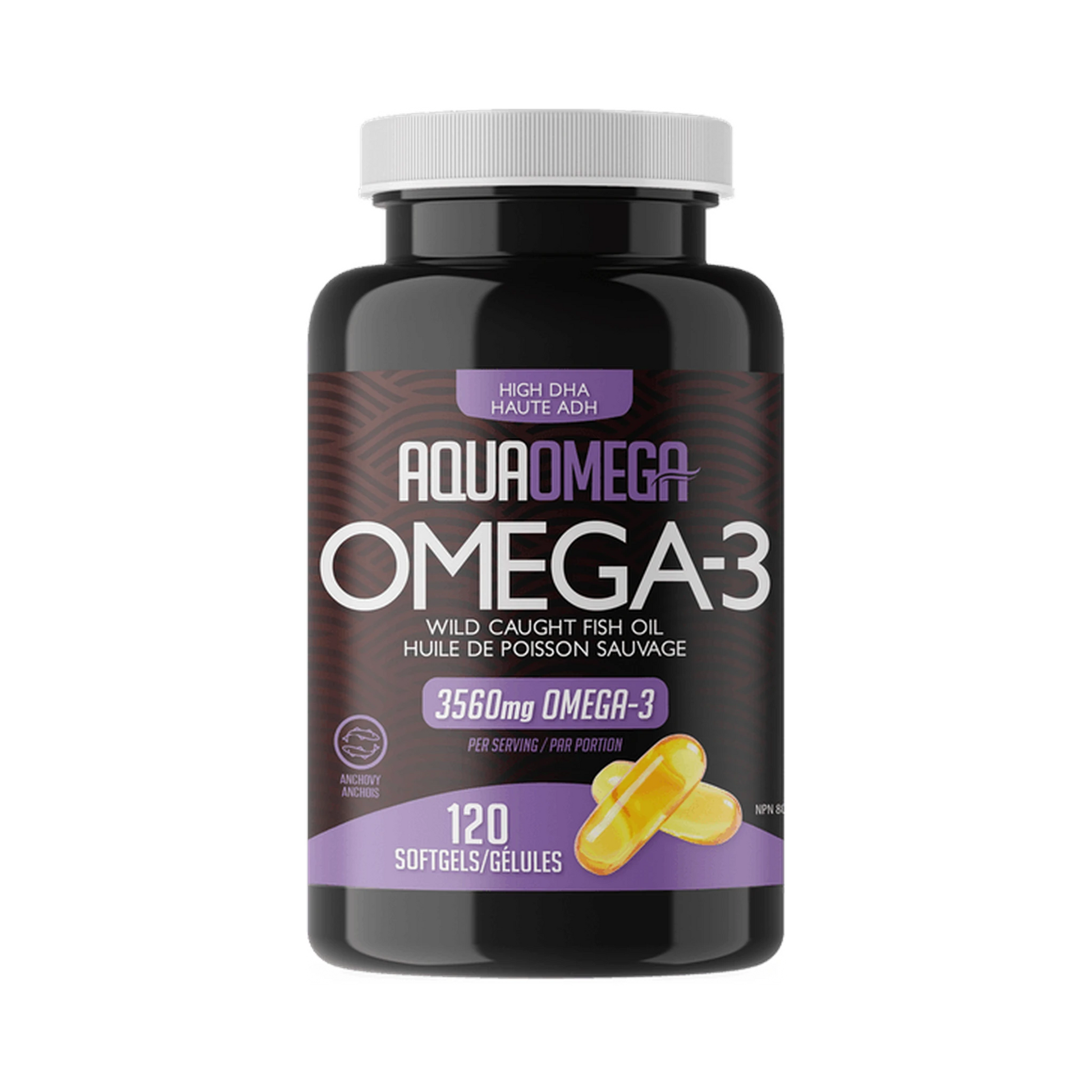 AquaOmega Omega-3 High DHA 120 Softgels