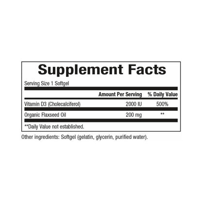 Bioclinic Naturals Vitamin D3 2000 IU 180 Softgels