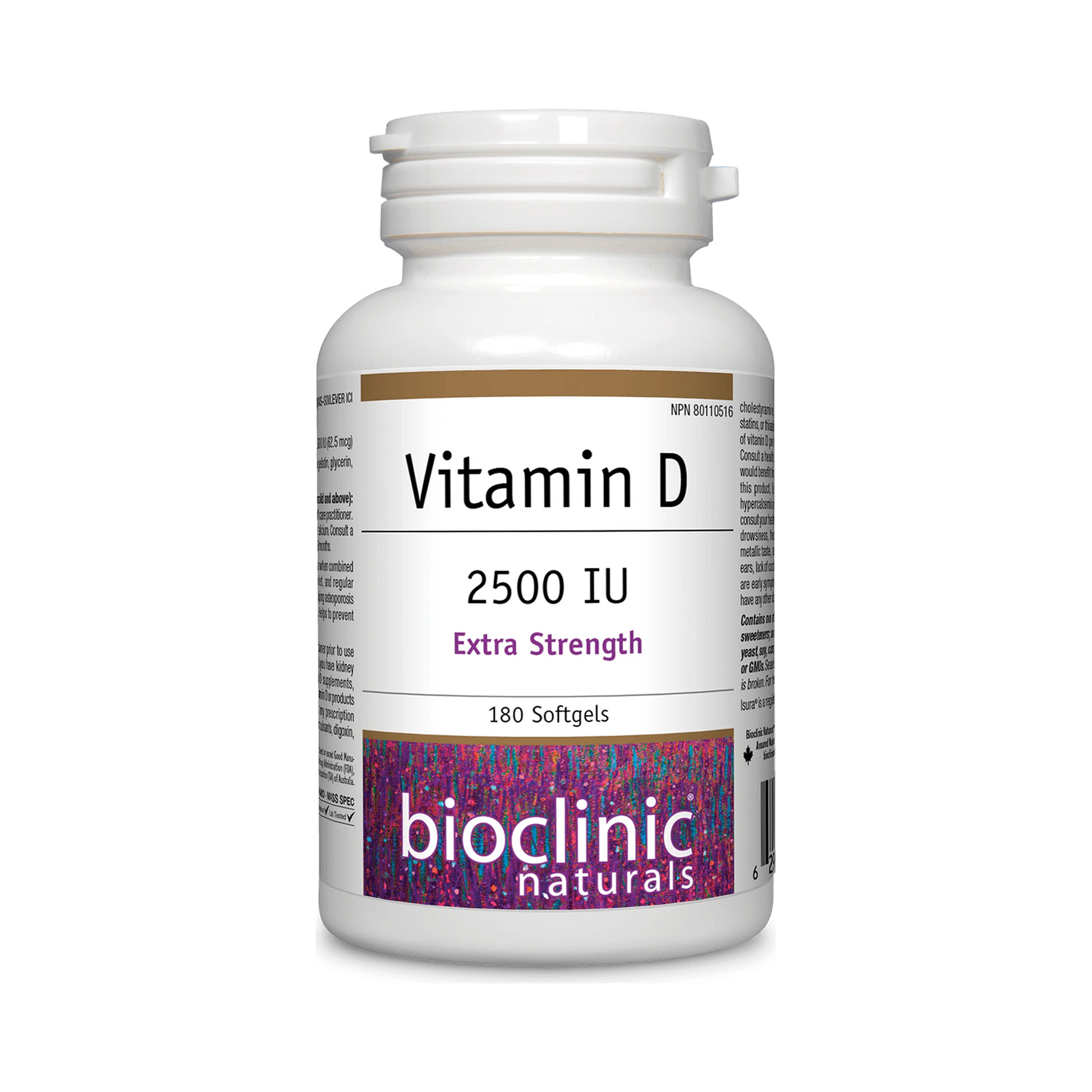 Bioclinic Naturals Vitamin D3 2500 IU 180 Softgels