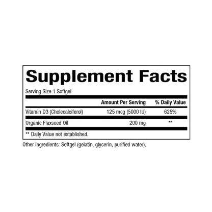 Bioclinic Naturals Vitamin D3 5000 IU 180 Softgels