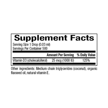 Bioclinic Naturals Vitamin D3 Drops 1000 IU 15mL