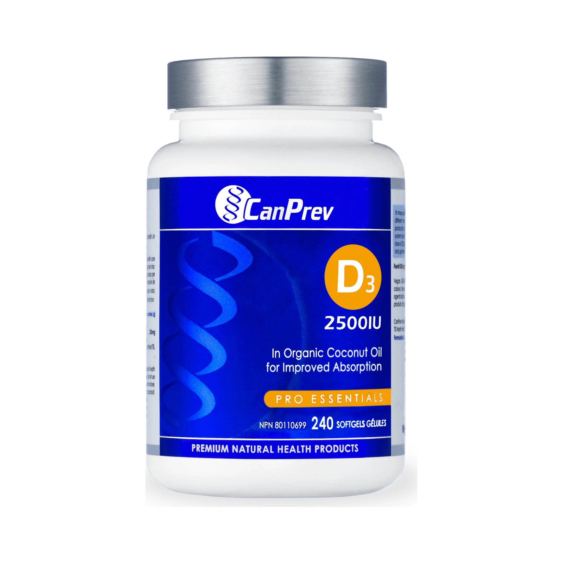 CanPrev D3 2500IU MCT Base 240 Softgels