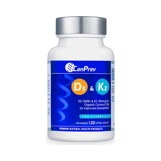 CanPrev D3 & K2 in Organic Coconut Oil 120 Softgels
