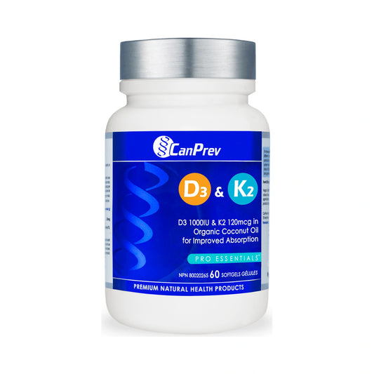 CanPrev D3 & K2 in Organic Coconut Oil 60 Softgels
