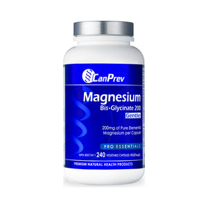 CanPrev Magnesium Bis-Glycinate 200 Gentle 240 Veg Capsules - Gentle on the Stomach, Vegan, Elemental Chelated Complex for Relaxation and Muscle Comfort, Digestive Health