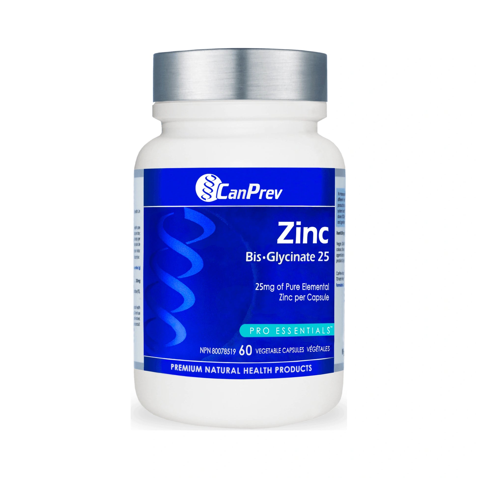 CanPrev Zinc Bis-Glycinate 25 60 Veg Capsules